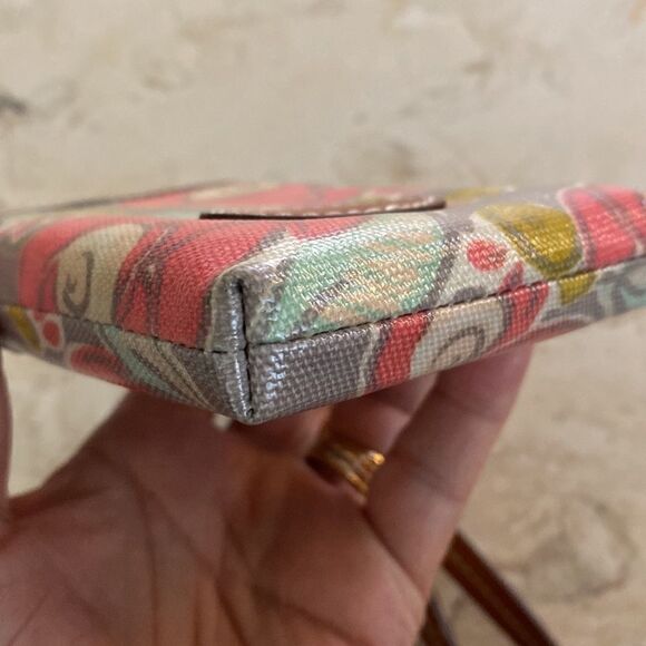 Fossil Leather &  Coated Canvas Wallet Cell Phone Wristlet  - As New - Picture 6 of 11